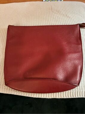 Furla Red Soft Leather Zip Wristlet Clutch- vintage